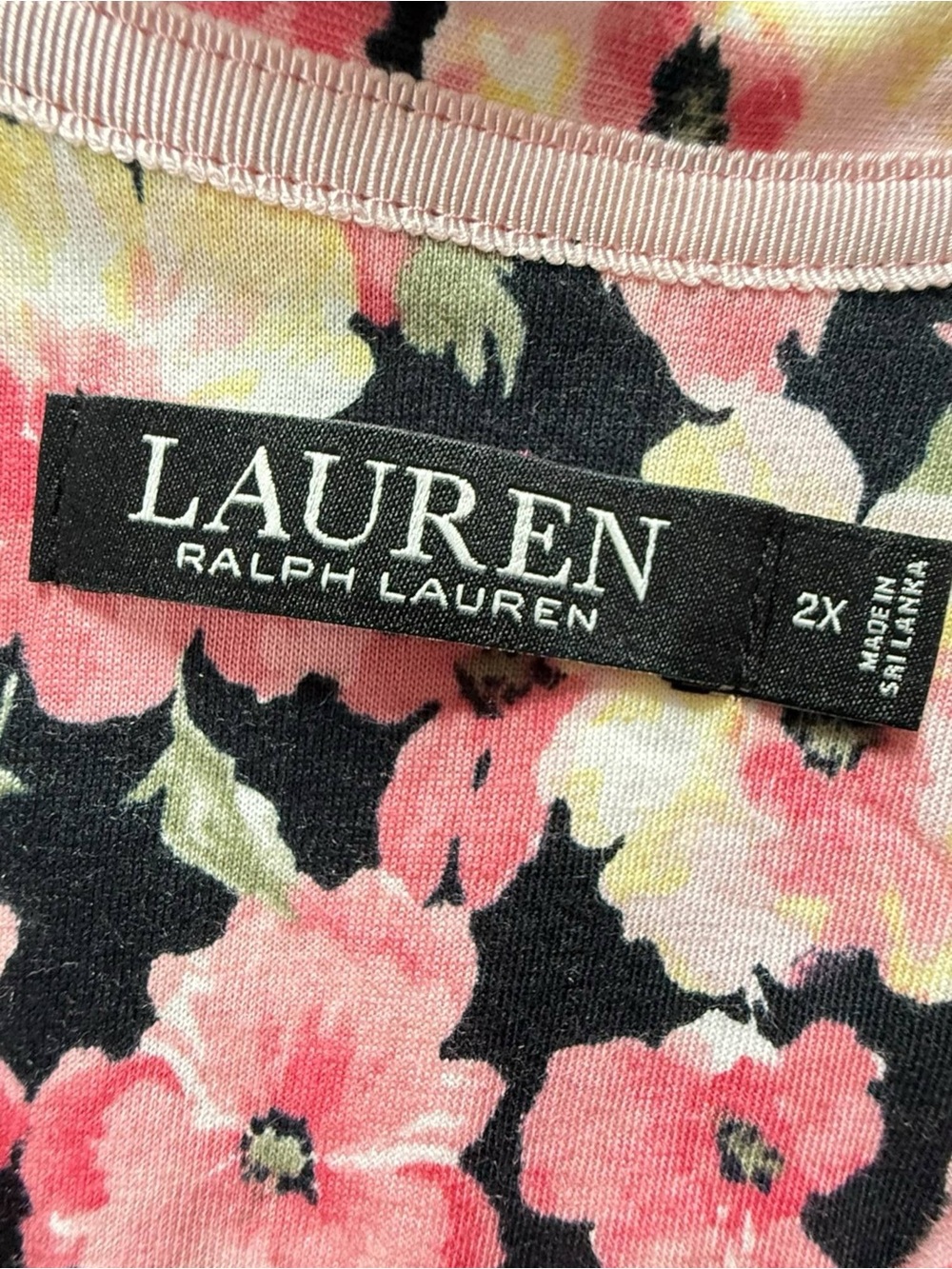 Lauren Ralph Lauren Pajama Set Women Black Pink Floral Short Sleeve 2X NWT - Picture 8 of 12